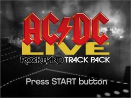 Title screen of Ac/dc Live - Rock Band Track Pack on the Sony Playstation 2.